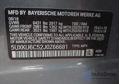 2018 BMW X6 xDrive50I z USA, uszkodzony, nr VIN 5UXKU6C52J0Z66681